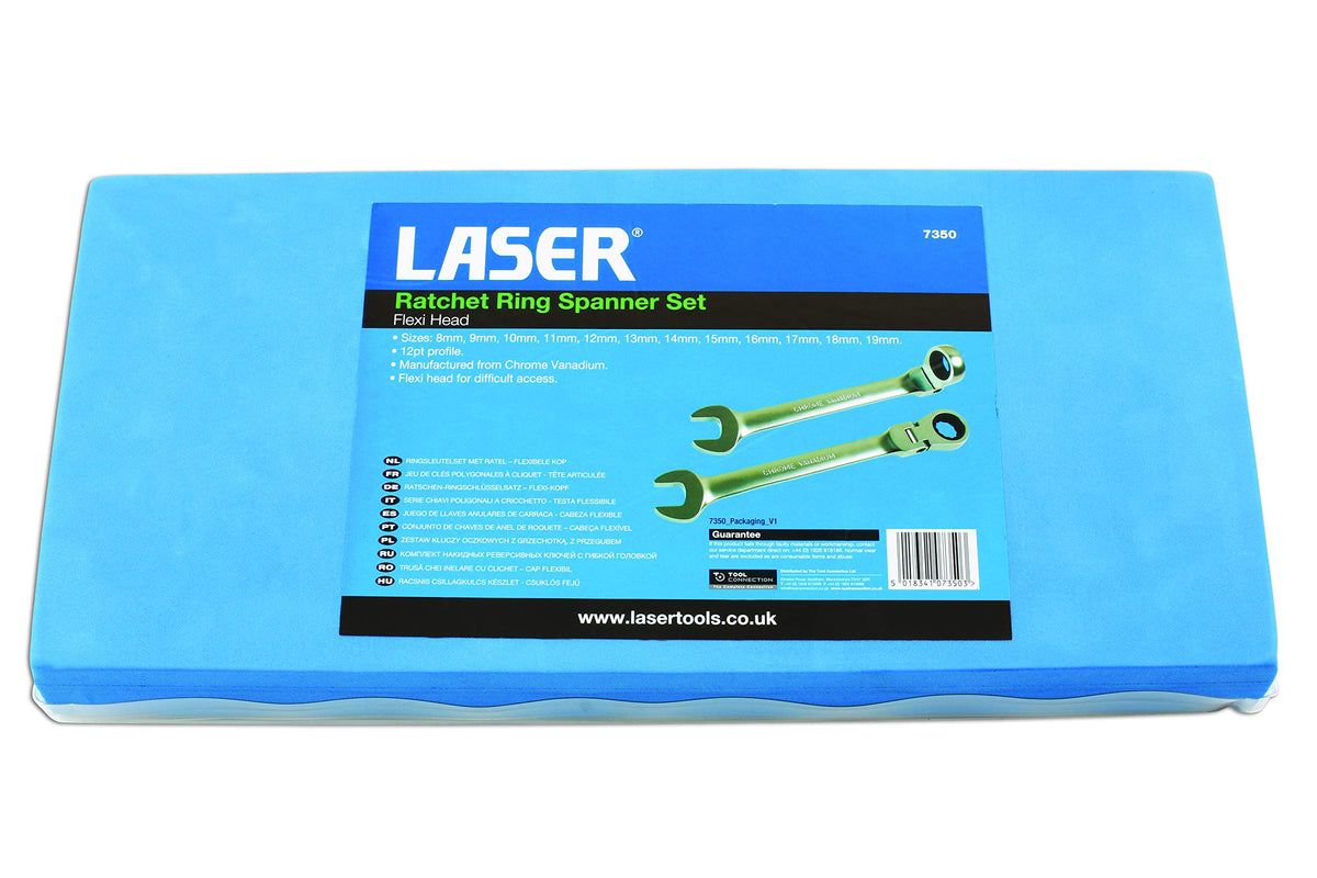 Laser 7350 Flexi-Head Ratchet Ring Spanner Set