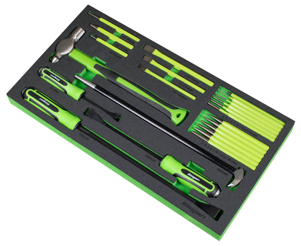Siegen by Sealey 23pc Pry Bar, Hammer & Punch Set with Tool Tray - S01279