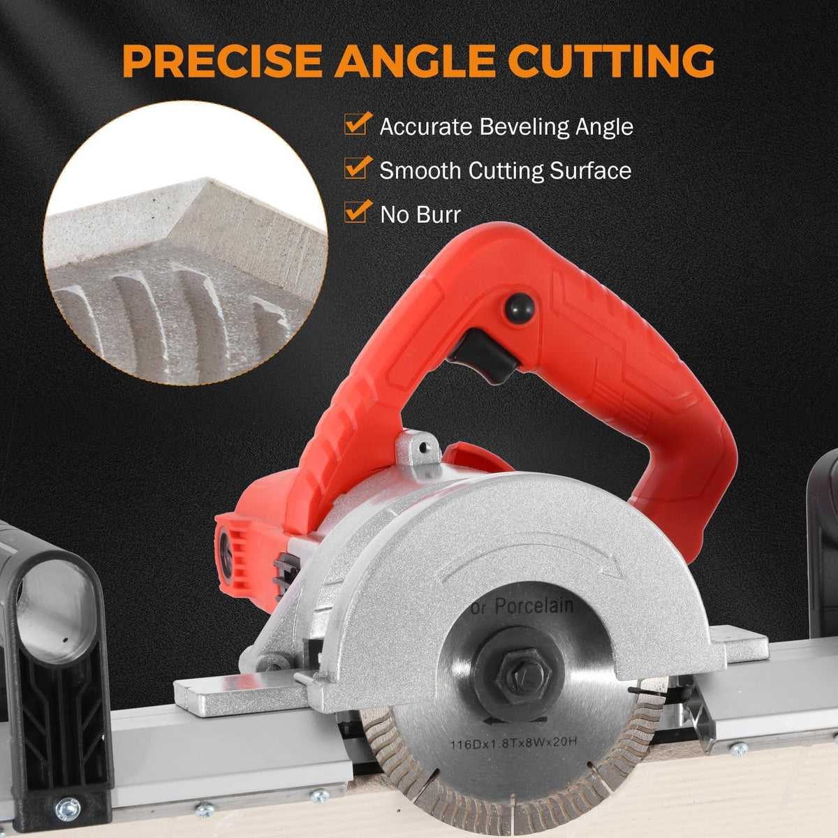 1200W Electric Tile Bevel Cutter,43° Tile Chamfering Tool, with Aluminum Alloy Chamfering Plate,Tile Angle Cutting Tool
