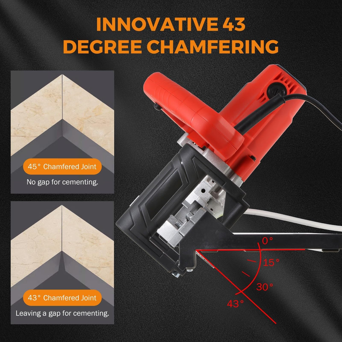 1200W Electric Tile Bevel Cutter,43° Tile Chamfering Tool, with Aluminum Alloy Chamfering Plate,Tile Angle Cutting Tool