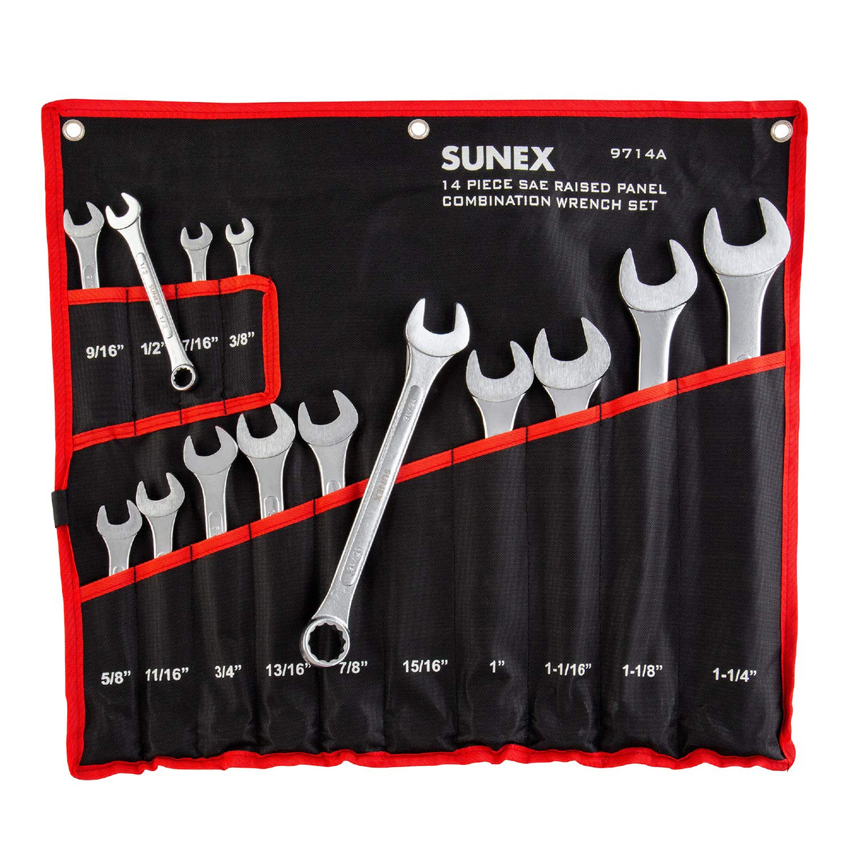 Sunex 2568, 1/2 Inch Drive Master Impact Socket Set, 43-Piece & SAE Combination Wrench Set, 14 Piece