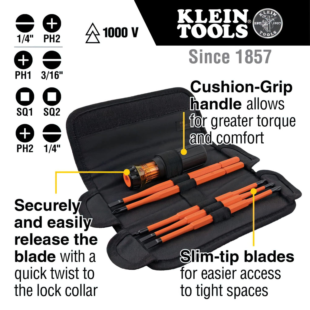 Klein Tools Hand Tools Kit with Screwdriver Set | 28-Piece Tool Kit with Pliers, Screwdrivers, Nut Drivers, Backpack, and Interchangeable Insulated Screwdriver Set