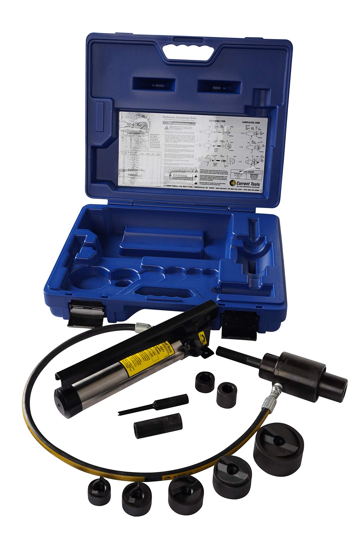 154PM Hydraulic Knockout Set - 1/2" - 4" Punch Driver Kit with Piece Maker Punches and Dies & Metal Case