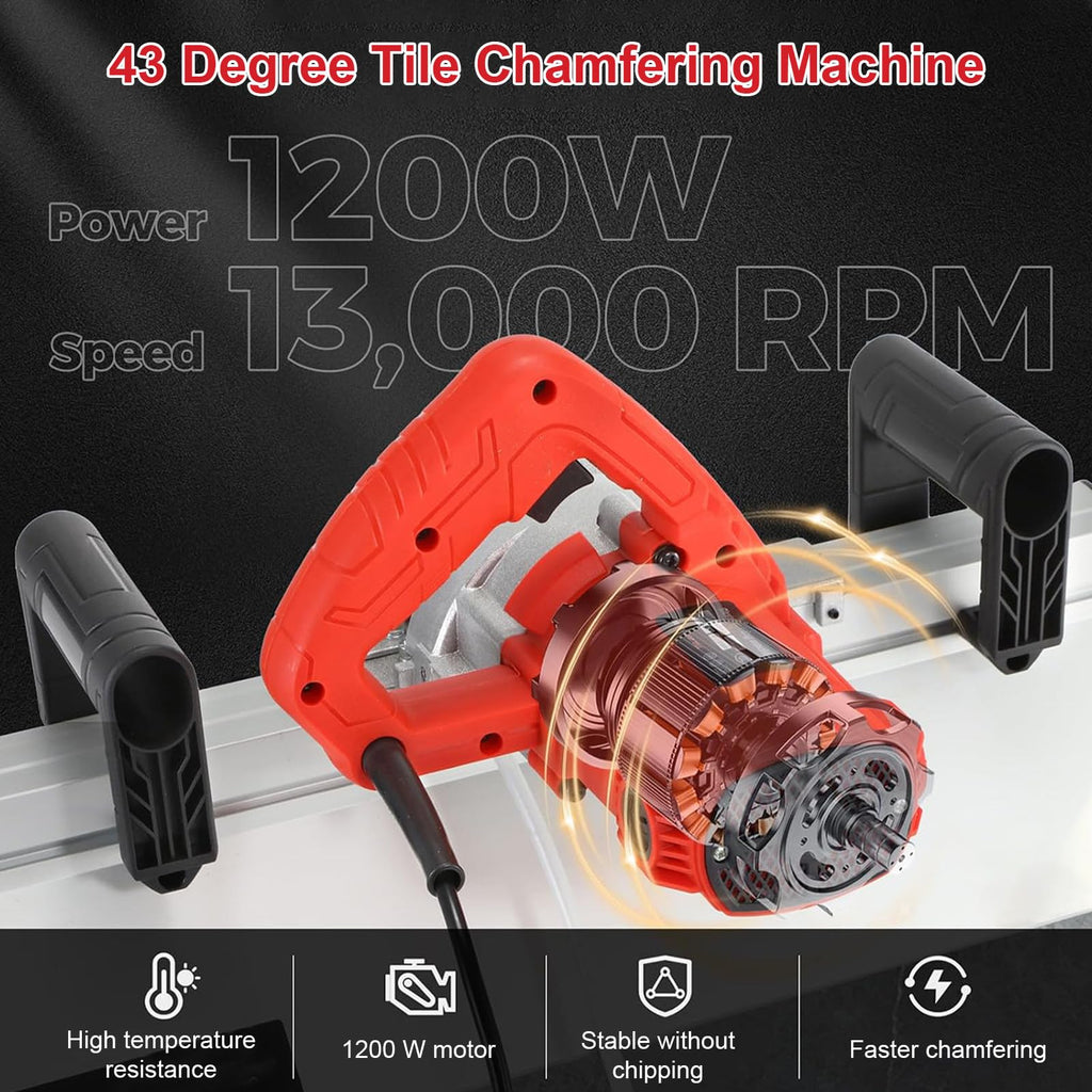 Electric Tile Chamfering Tool,Wet Cutting Machine,with Bracket/Water Pump, for Large Tiles Chamfering Work (SingleMachine)