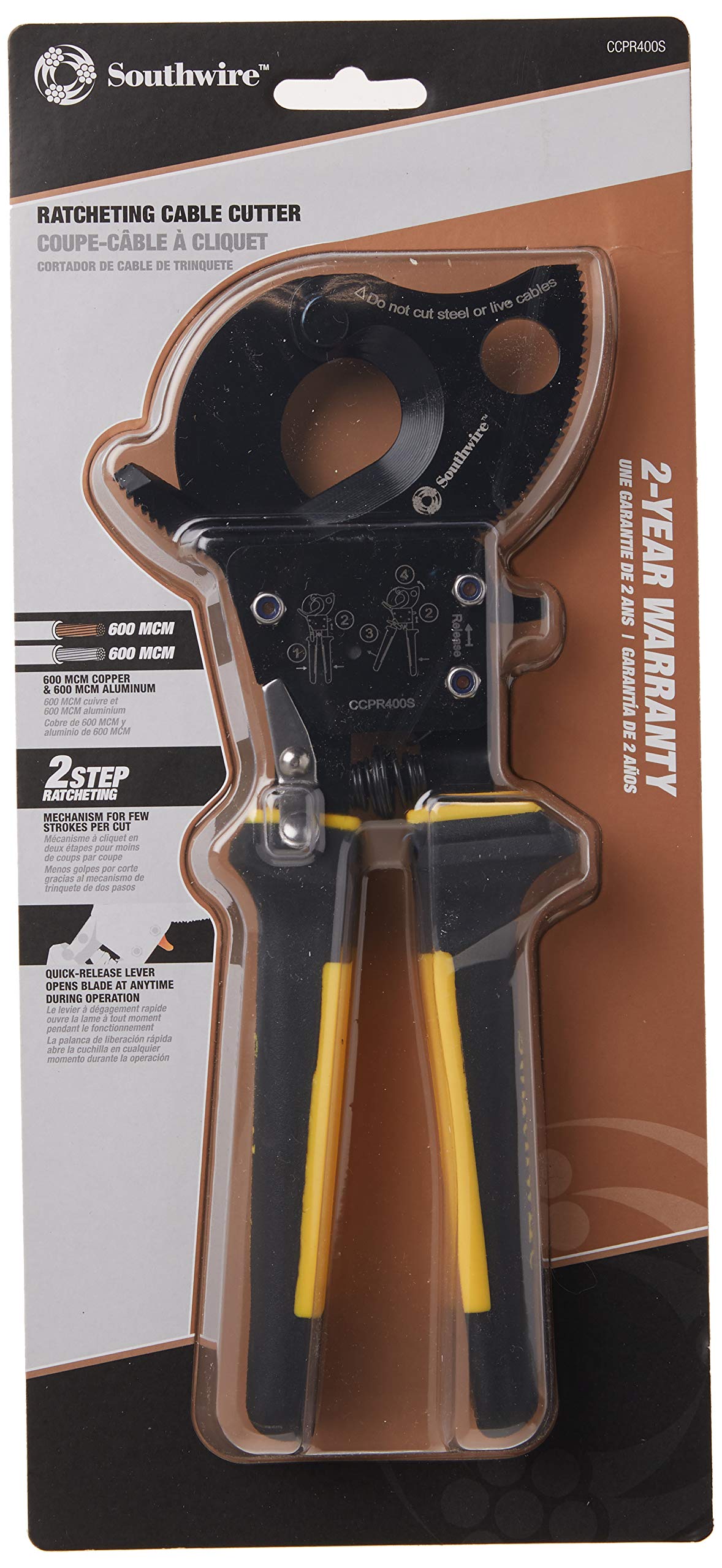 Model Fits Southwire CCPR400S Ratcheting Cable Cutters With Comfort Grip Handles Size:600 Kcmil