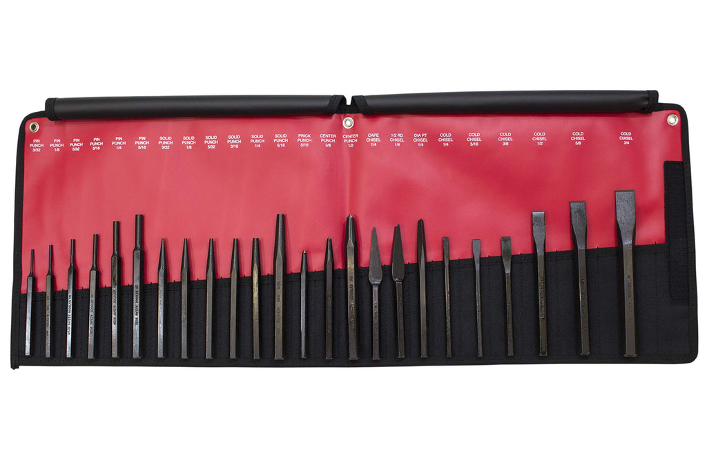 Mayhew Pro 24-Piece Punch & Chisel Kit, 3-Piece Line-Up Pry Bar Set