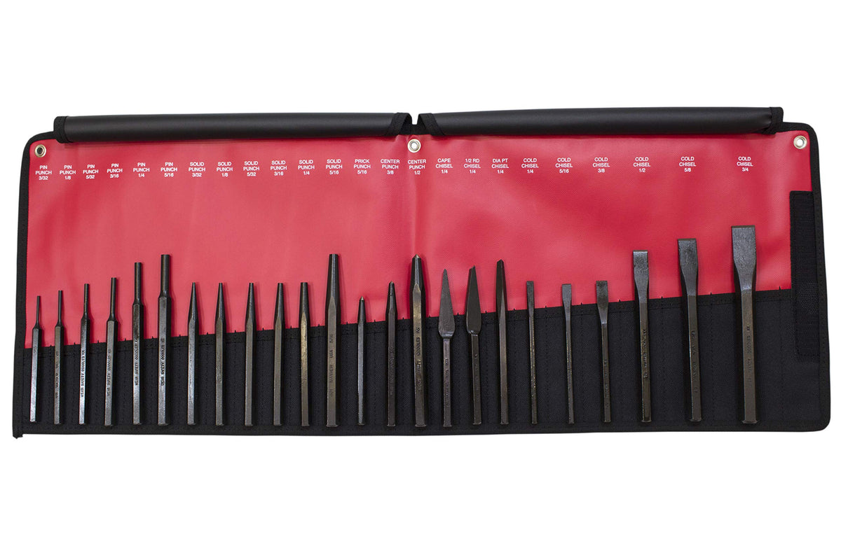 Mayhew Pro 61050 Punch and Chisel Kit, 24-Piece & Mayhew 61366 Dominator Pry Bar Set, Curved, 5-Piece