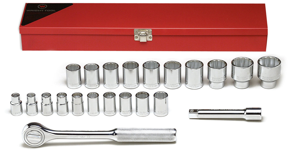 Wright Tool 1/2" Dr., 22 Pc. 12 Pt. Std. Metric Socket Set, 9mm - 32mm