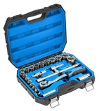 Högert Technik - Tool Set I Socket Spanners, Bits and Accessories I 1/4 Inch and 1/2 Inch I Alloy Cr-V Steel I Drop Forged I Ratchet Mechanism with 72 Pawls I HT1R424-89 Pieces