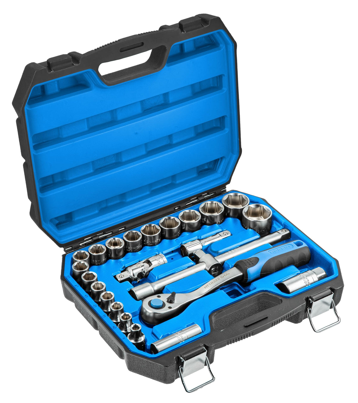 Högert Technik - Tool Set I Socket Spanners, Bits and Accessories I 1/4 Inch and 1/2 Inch I Alloy Cr-V Steel I Drop Forged I Ratchet Mechanism with 72 Pawls I HT1R424-89 Pieces
