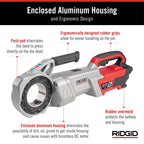 RIDGID 760 FXP Cordless Power Drive with 11-R Tool, 2 Batteries, Charger, Support Arm, and Case, Battery-Powered Pipe Threading Machine