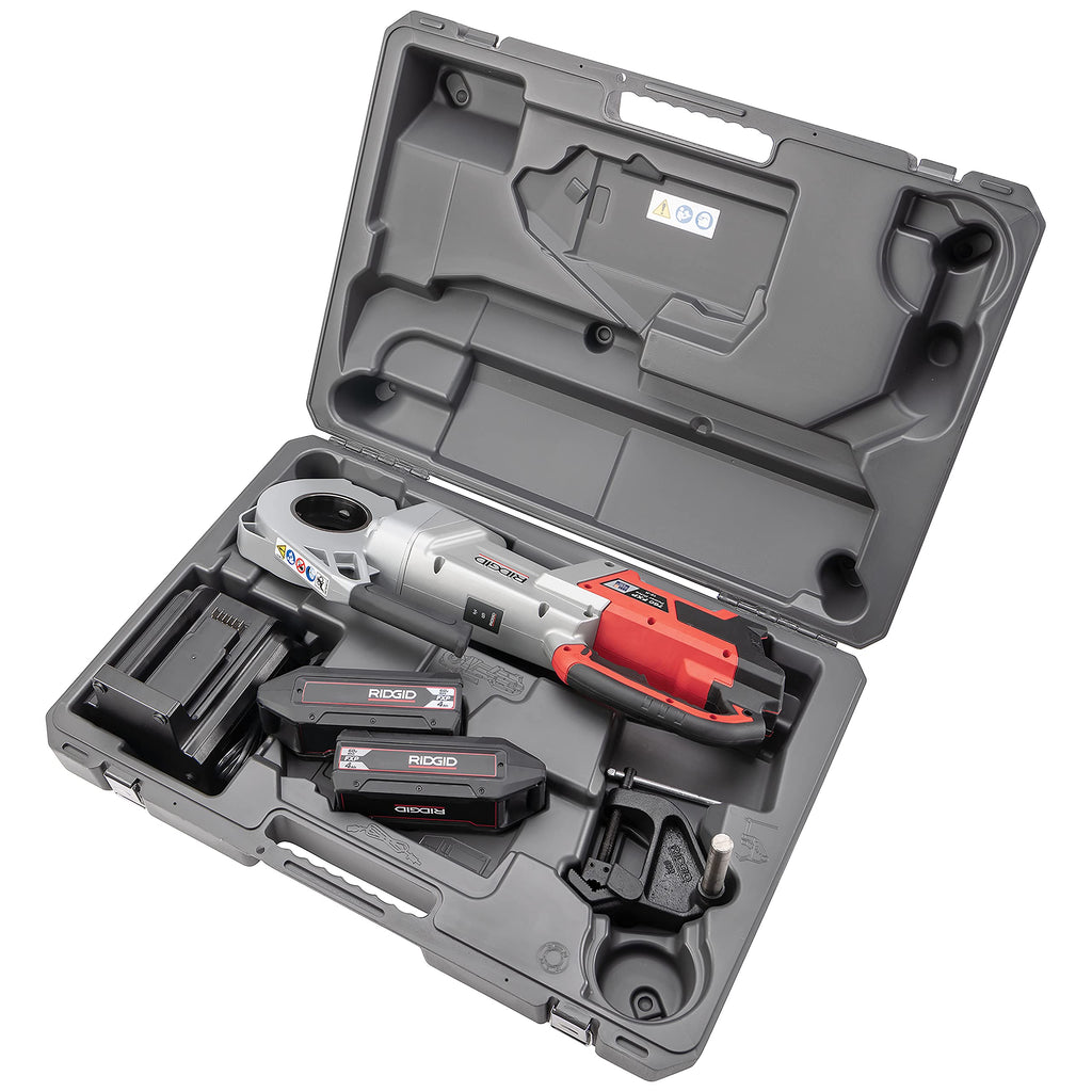 RIDGID 760 FXP Cordless Power Drive with 11-R Tool, 2 Batteries, Charger, Support Arm, and Case, Battery-Powered Pipe Threading Machine