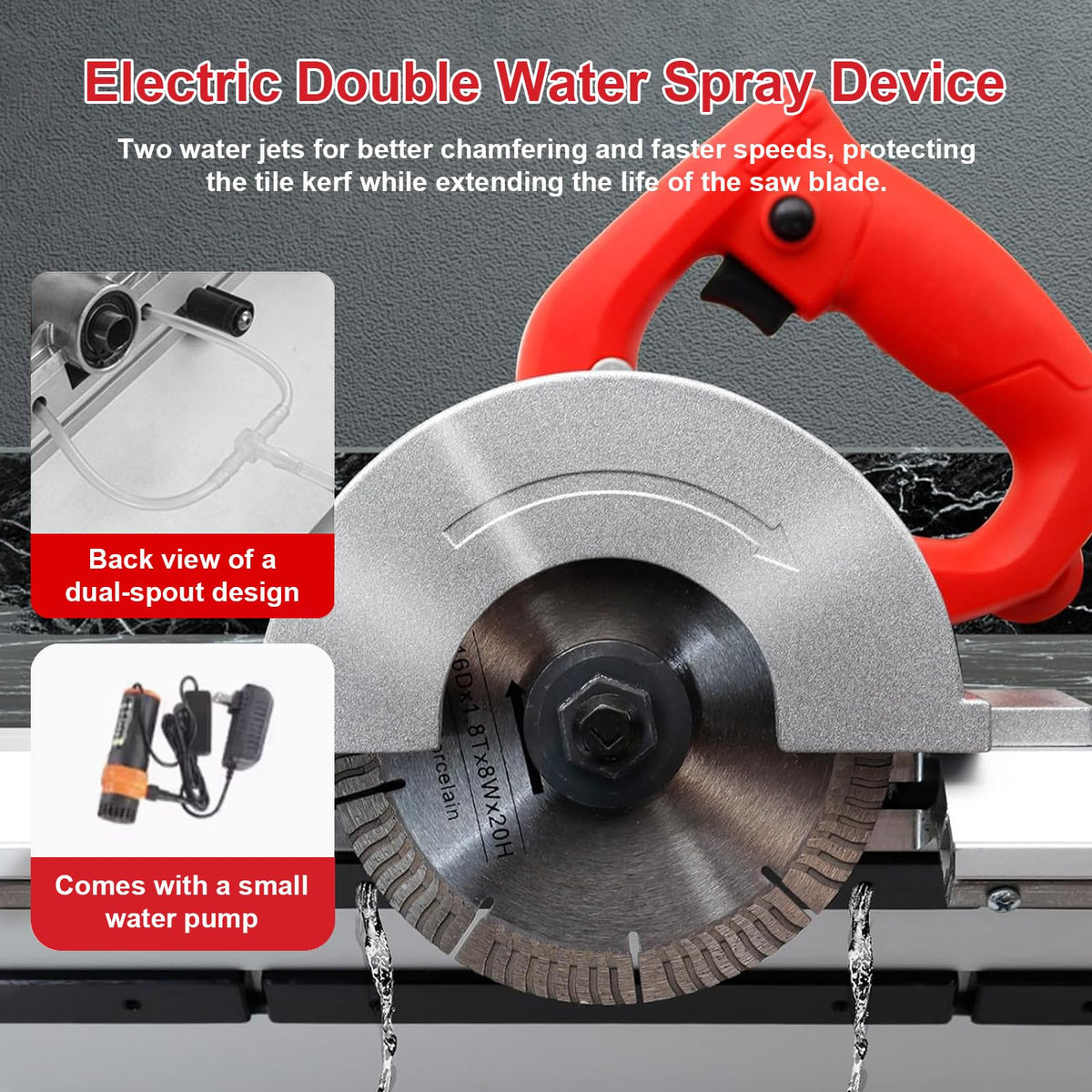 Electric Tile Chamfering Tool,Wet Cutting Machine,with Bracket/Water Pump, for Large Tiles Chamfering Work (SingleMachine)