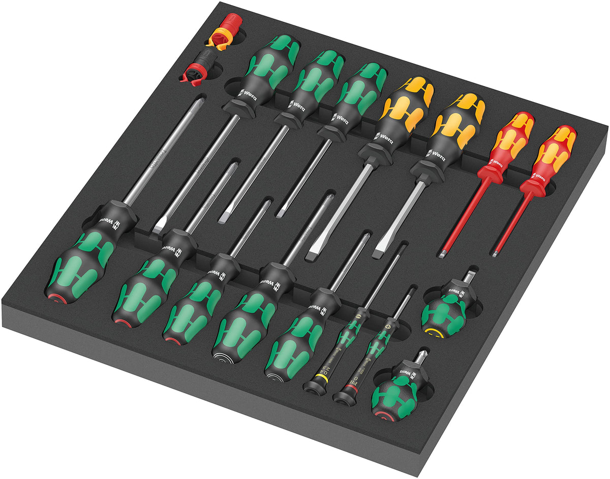Wera 05150101001 9710 Foam Insert 18-Piece Screwdriver Set & Wera 5134000001 25-Piece Micro Screwdriver Set for Electronic Applications
