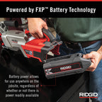RIDGID 760 FXP Cordless Power Drive with 11-R Tool, 2 Batteries, Charger, Support Arm, and Case, Battery-Powered Pipe Threading Machine