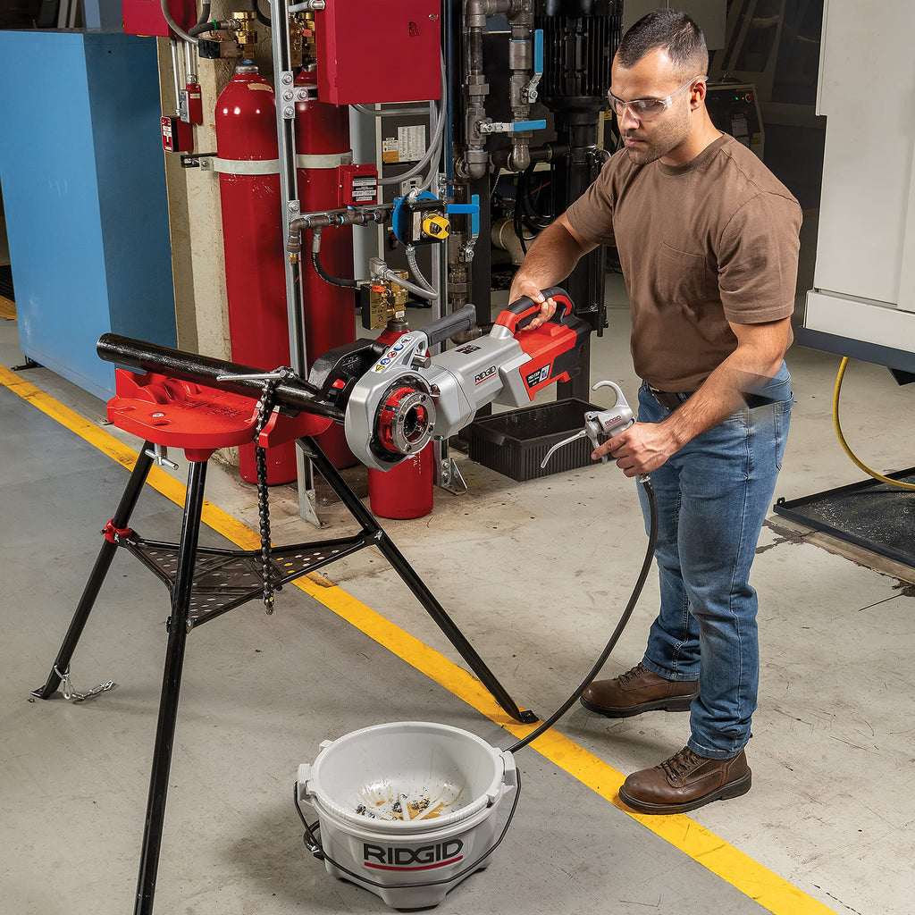 RIDGID 760 FXP Cordless Power Drive with 11-R Tool, 2 Batteries, Charger, Support Arm, and Case, Battery-Powered Pipe Threading Machine
