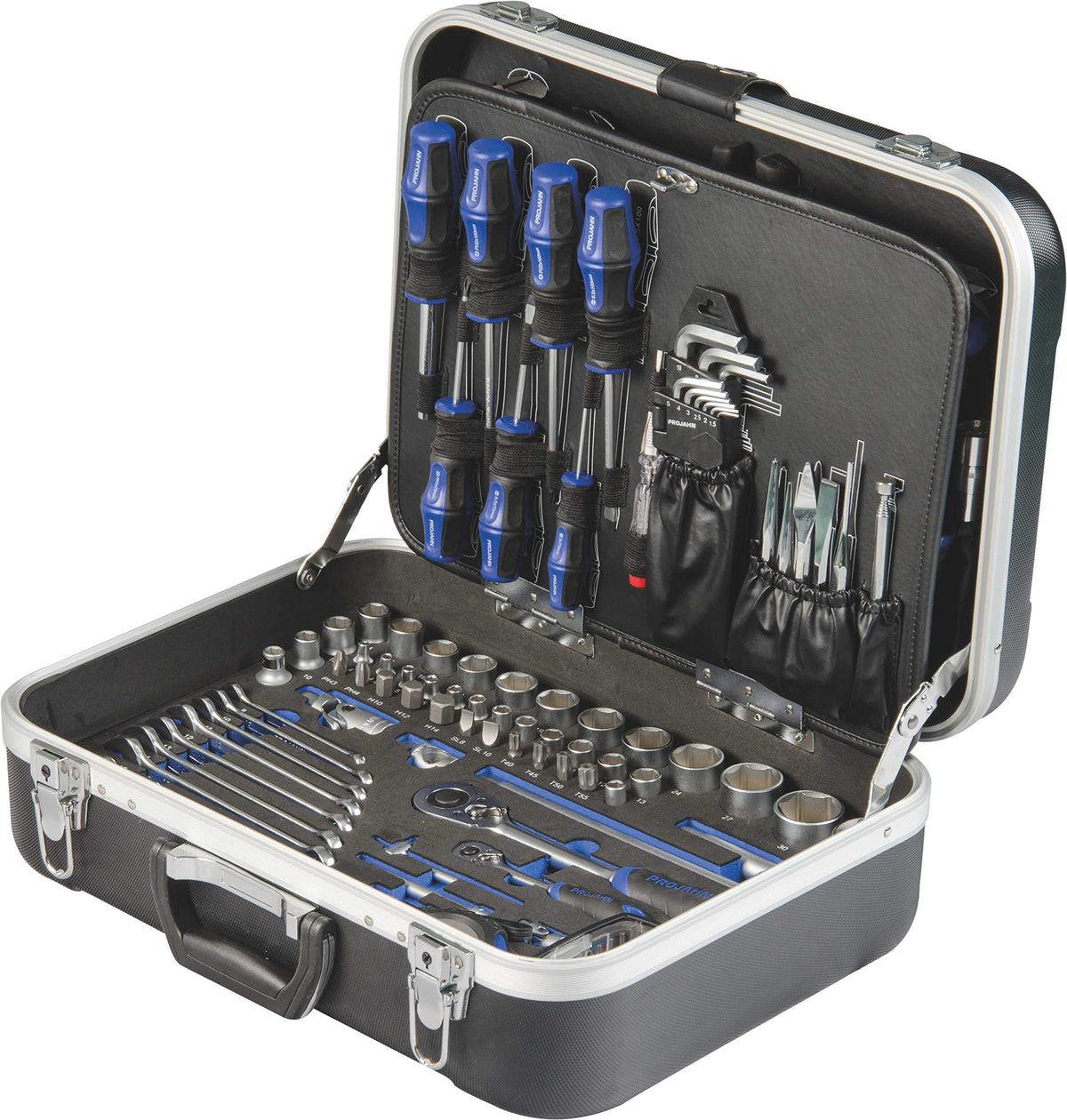 PROJAHN 8681 1/4 Plus 1/2-Inch Universal Tool Case - Black (149-Piece)