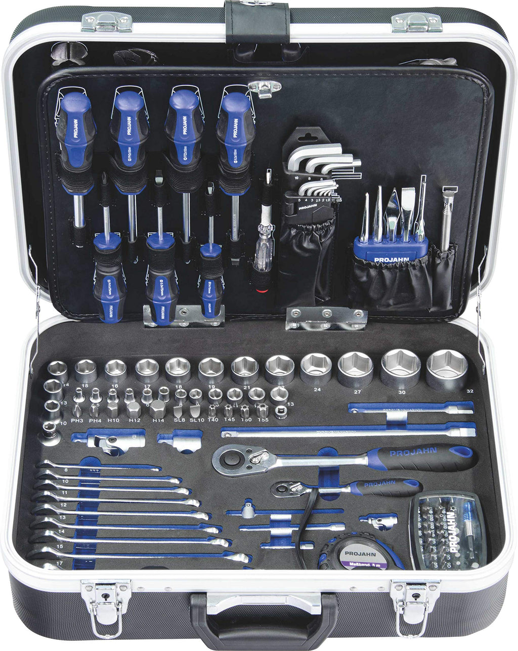 PROJAHN 8681 1/4 Plus 1/2-Inch Universal Tool Case - Black (149-Piece)