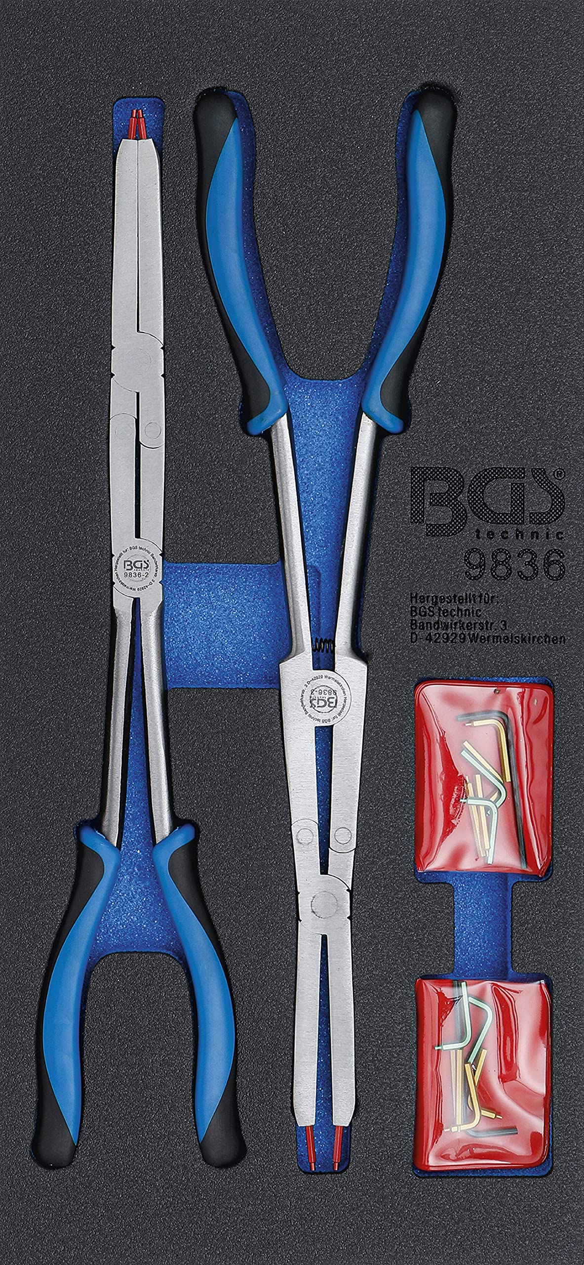 BGS 9836 | Double-Joint Circlip Pliers Set | Exchangeable Tips | 345 mm