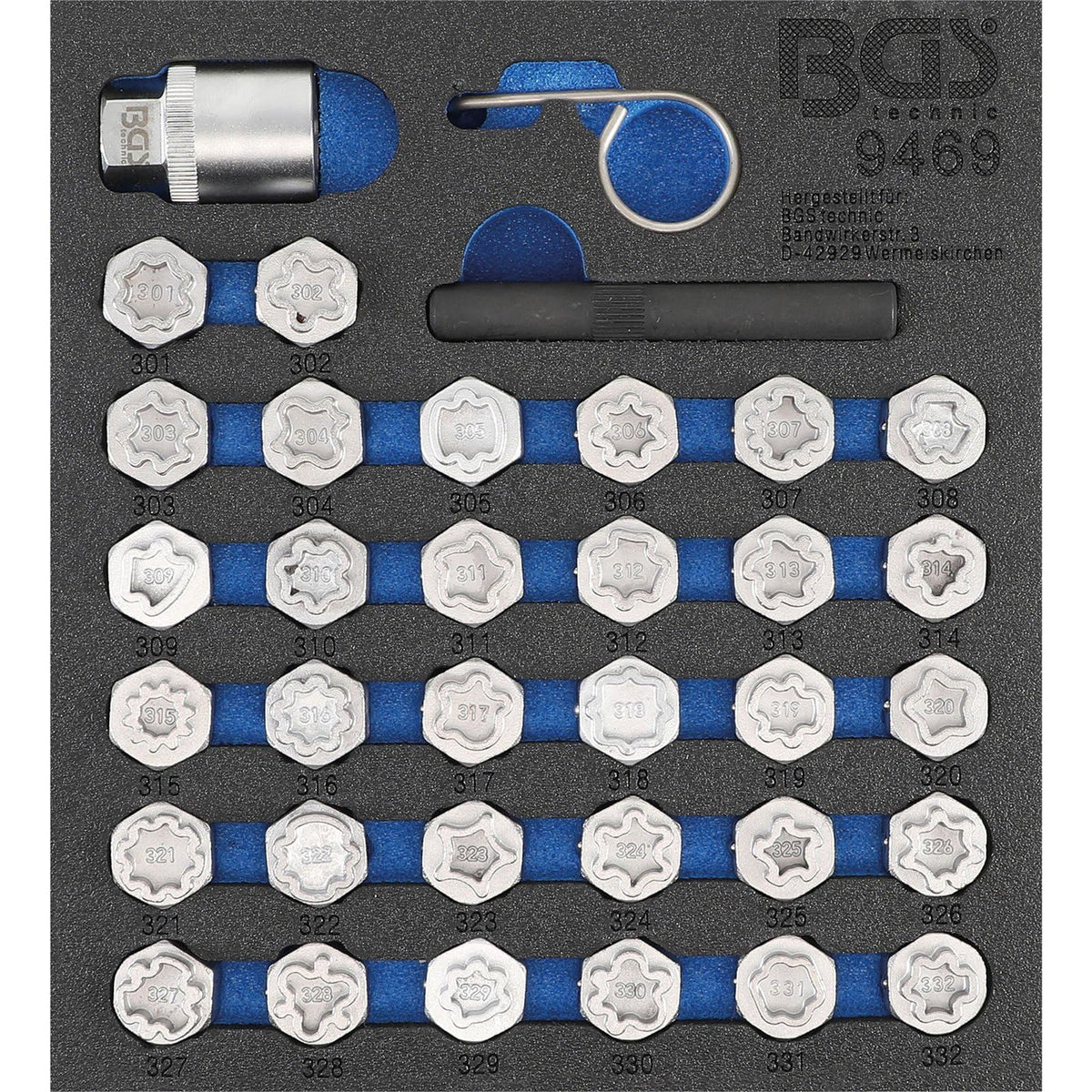 BGS 6659 | Tool Tray 1/6: Rim Lock Socket Set for VAG | 20 pcs.