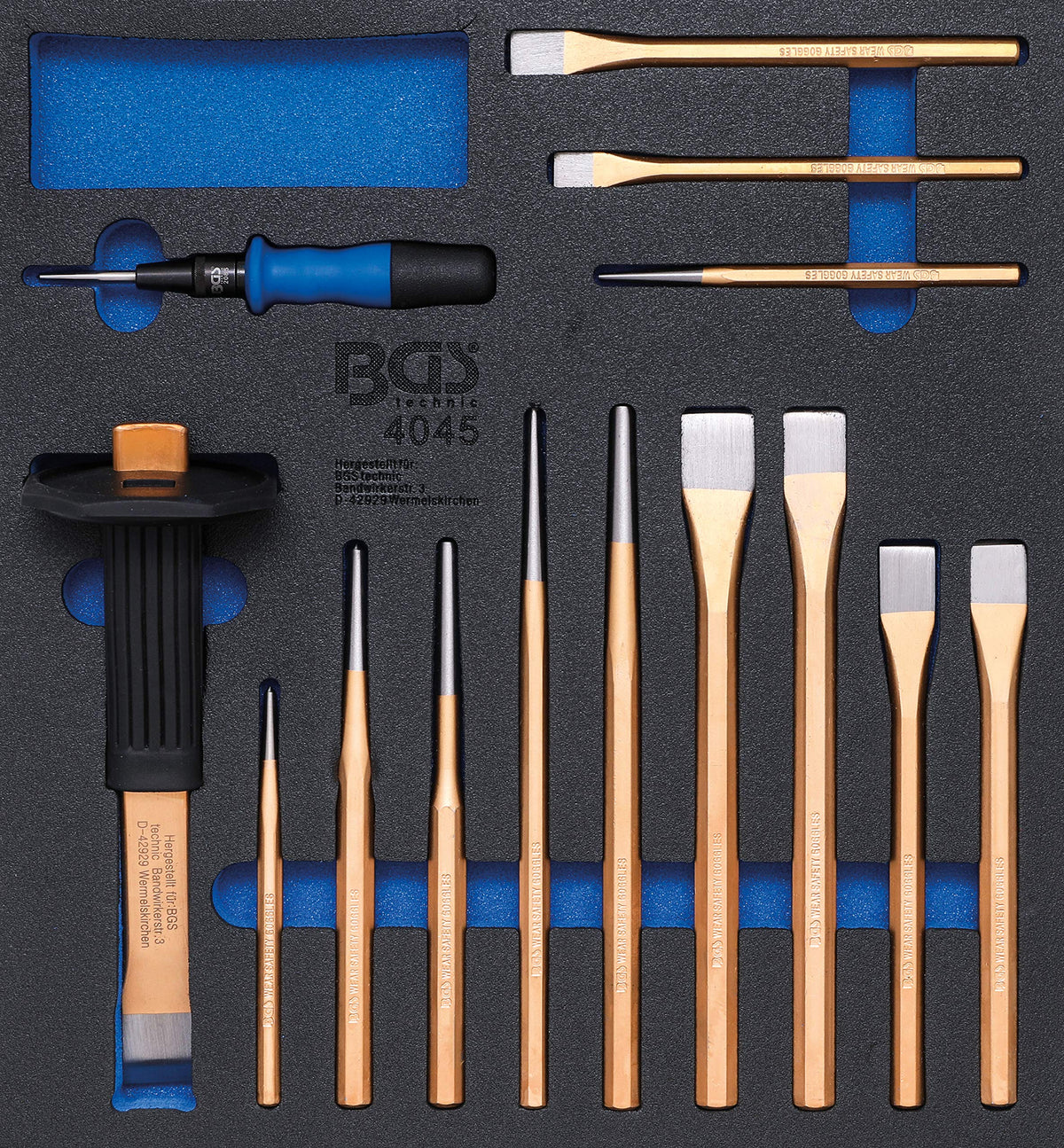 BGS 4045 | Tool Tray 2/3: Centre Punches, Chisels, Pin Punches | 14 pcs.