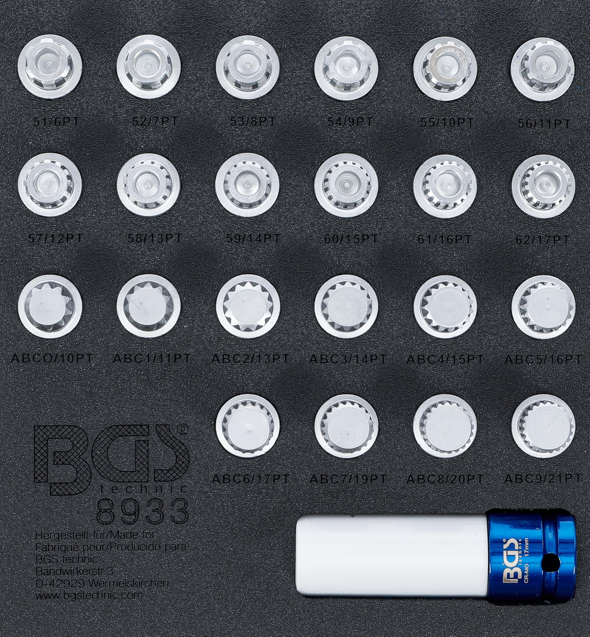 BGS 6659 | Tool Tray 1/6: Rim Lock Socket Set for VAG | 20 pcs.